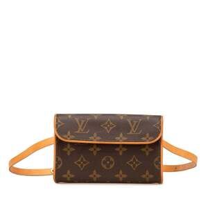 LOUIS VUITTON Authentic Brown Monogram Leather Pochette Hobo Bag